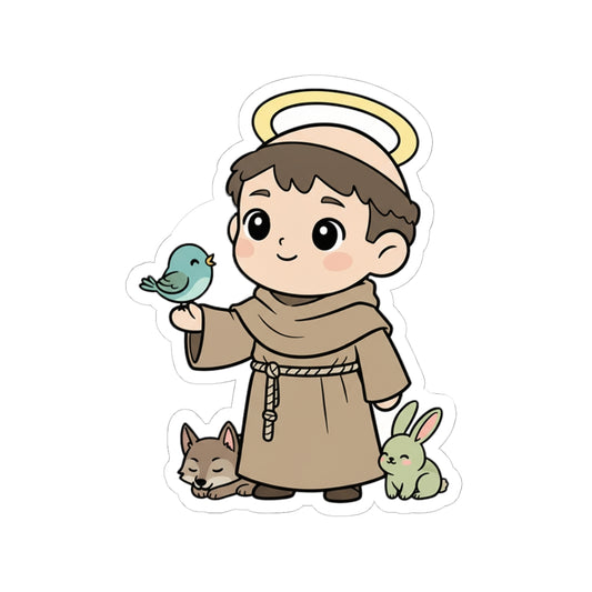 St. Francis of Assisi – Chibi Style Vinyl Sticker