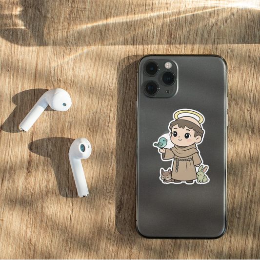 St. Francis of Assisi – Chibi Style Vinyl Sticker
