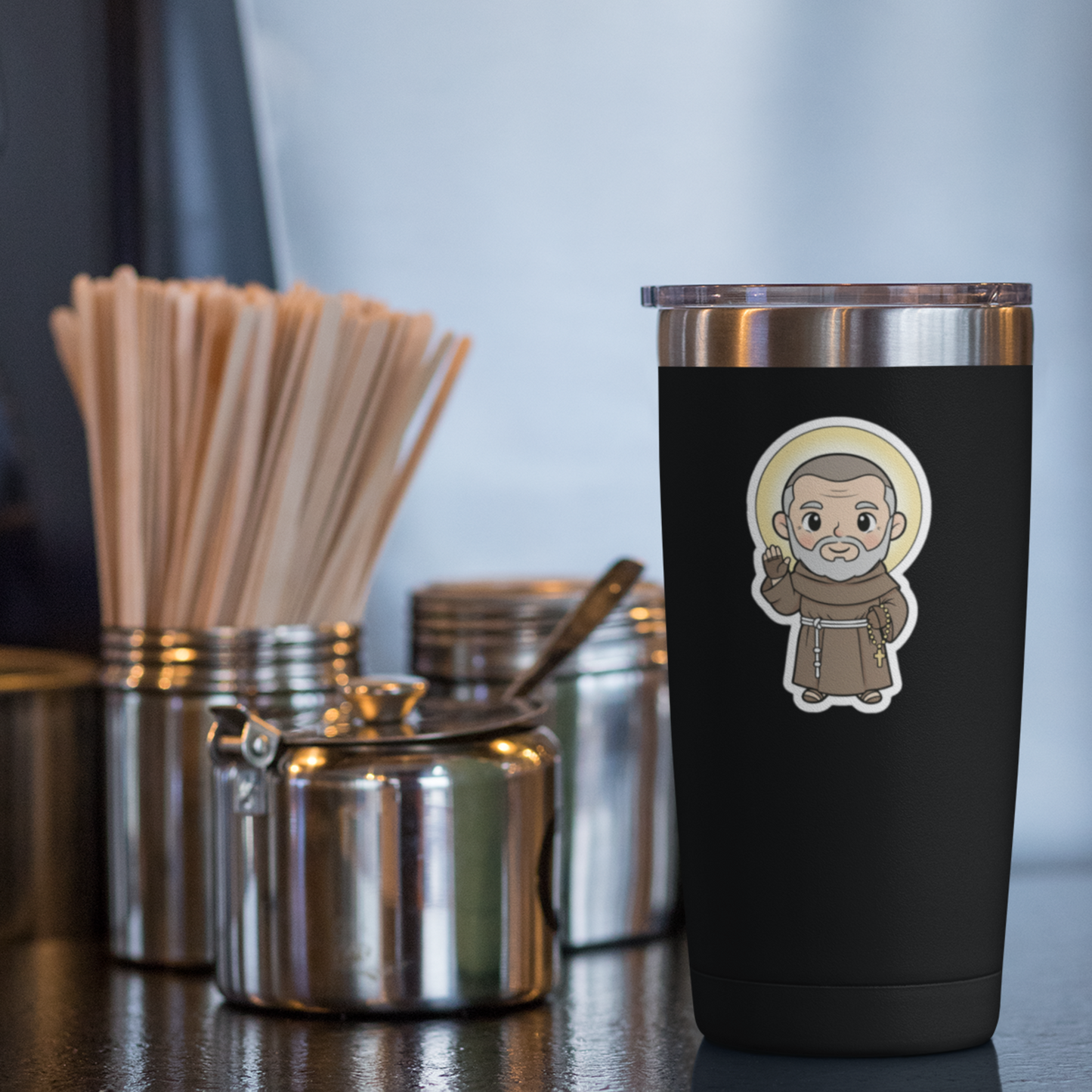 St. Padre Pio – Chibi Style Vinyl Sticker