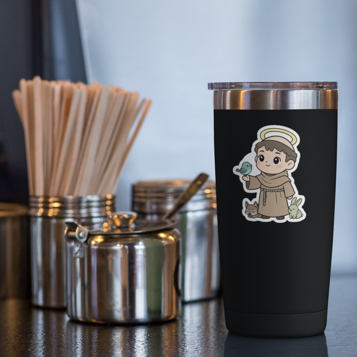 St. Francis of Assisi – Chibi Style Vinyl Sticker