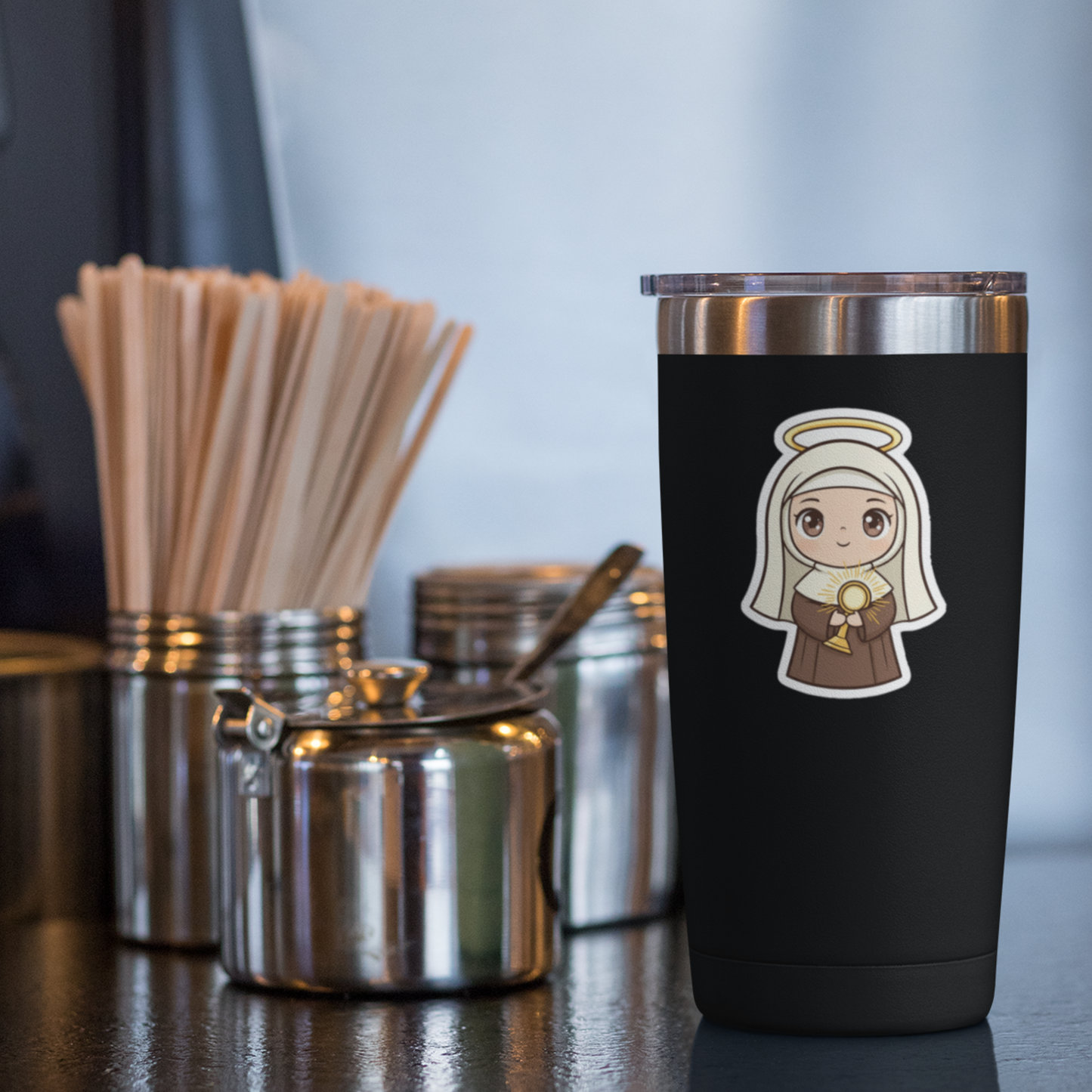 St. Claire of Assisi – Chibi Style Vinyl Sticker