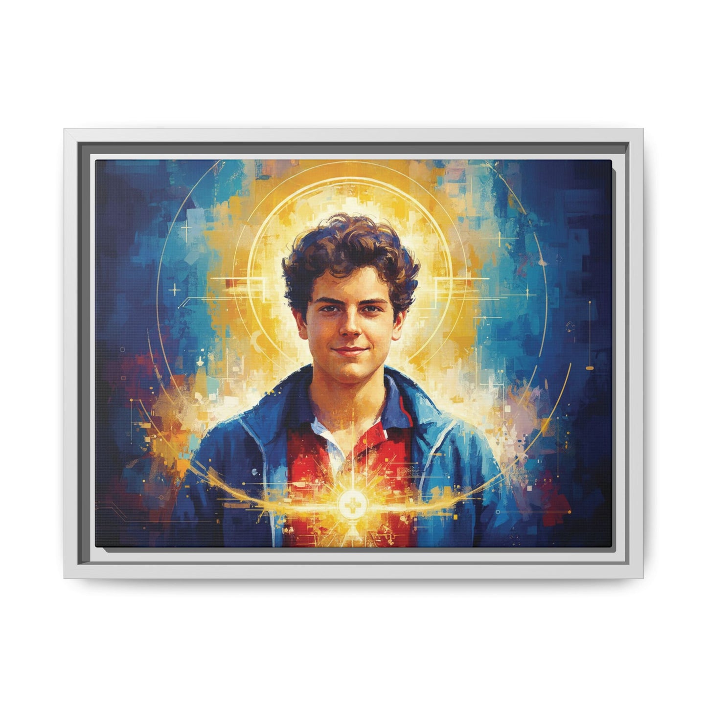 Framed Canvas – St. Carlo Acutis | Contemporary Sacred Art