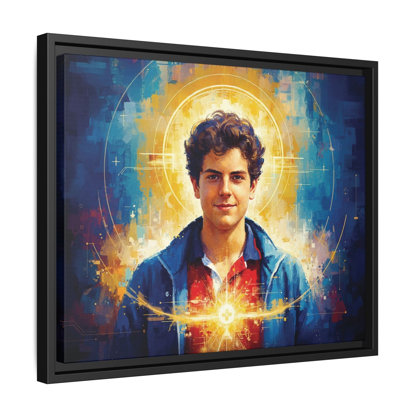 Framed Canvas – St. Carlo Acutis | Contemporary Sacred Art