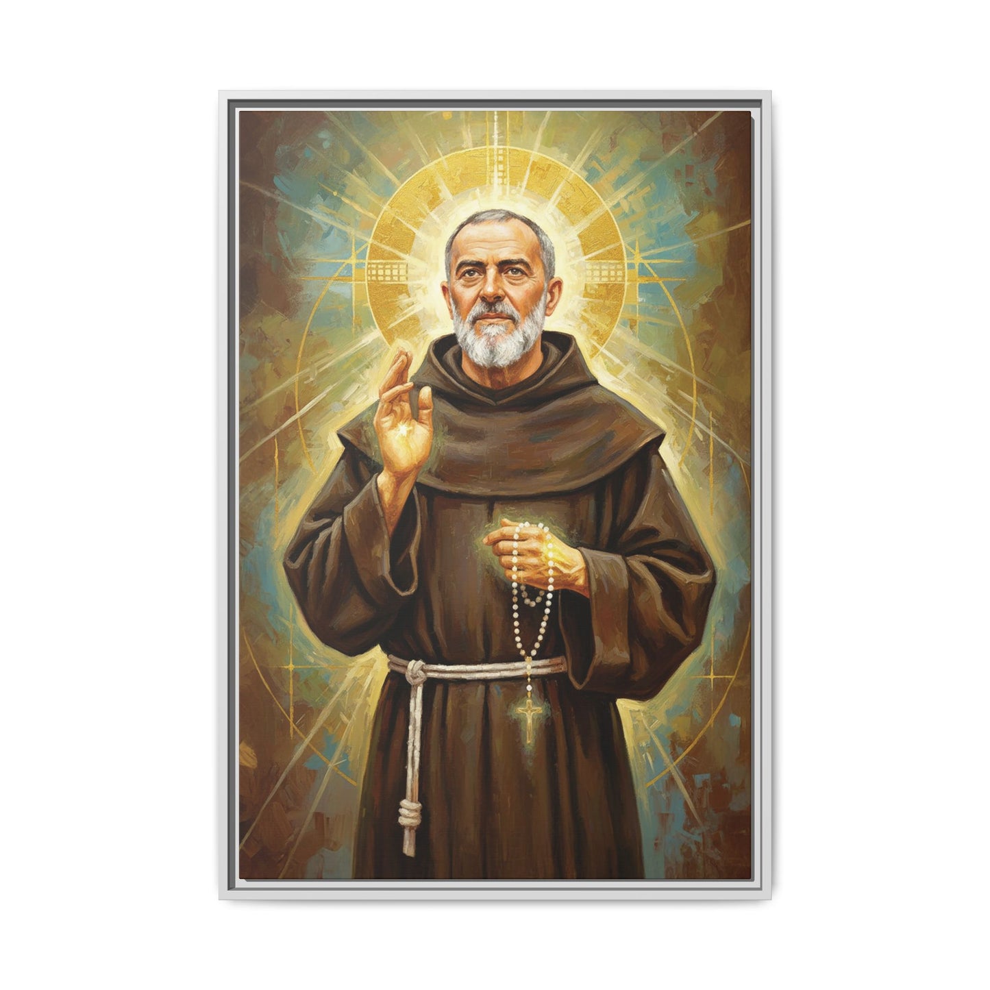 Framed Canvas – St. Padre Pio | Contemporary Sacred Art