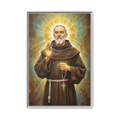 Framed Canvas – St. Padre Pio | Contemporary Sacred Art