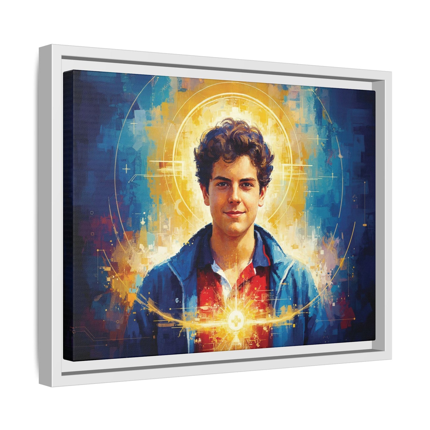 Framed Canvas – St. Carlo Acutis | Contemporary Sacred Art