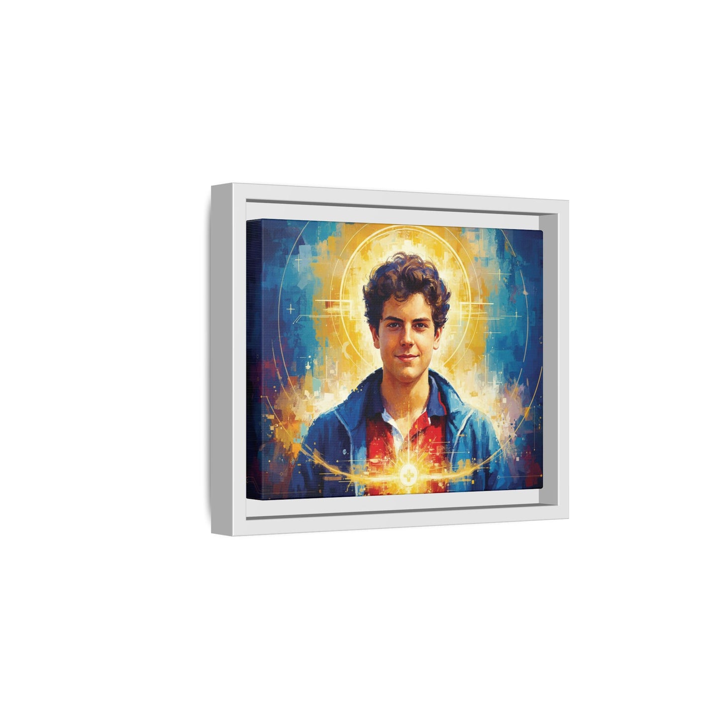 Framed Canvas – St. Carlo Acutis | Contemporary Sacred Art