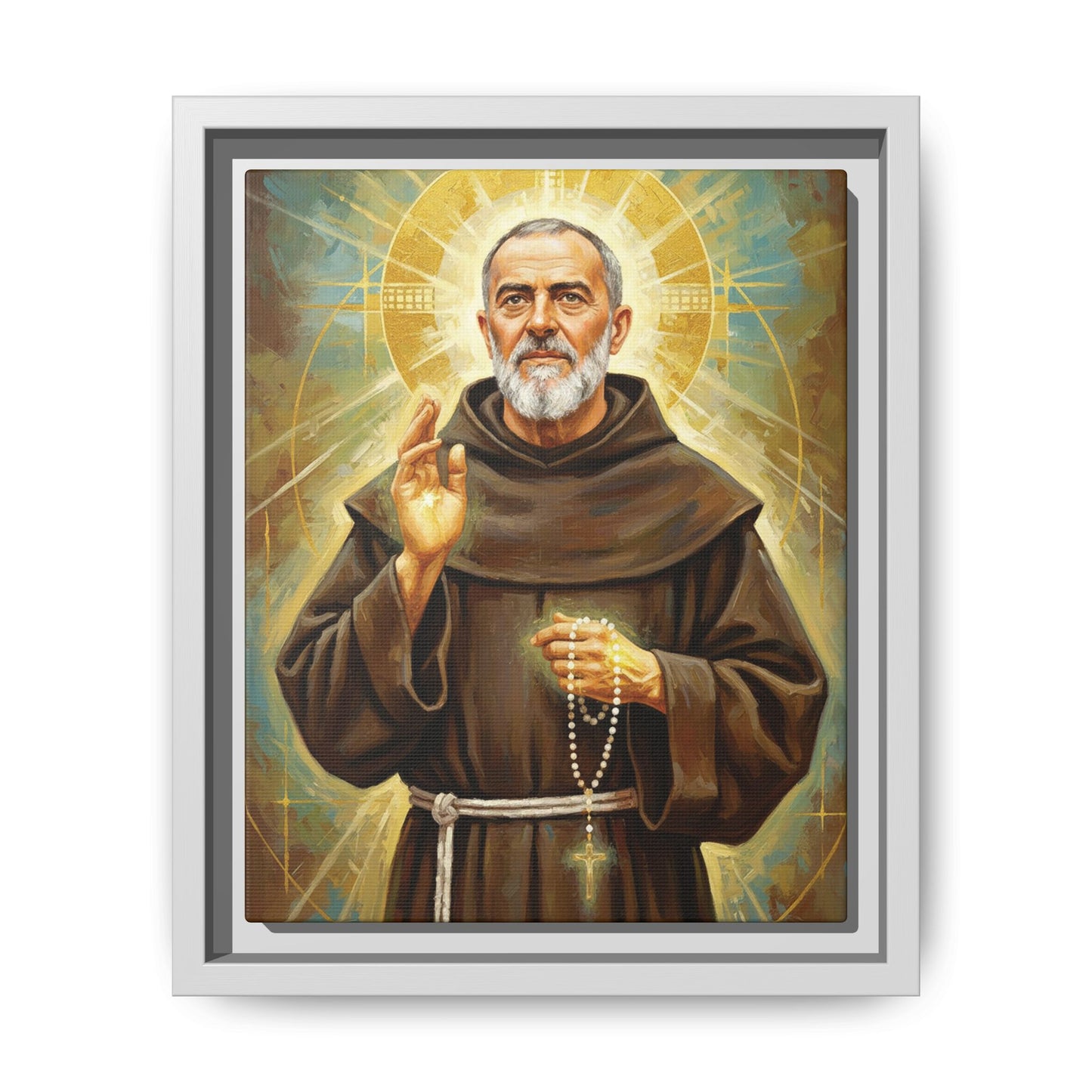 Framed Canvas – St. Padre Pio | Contemporary Sacred Art