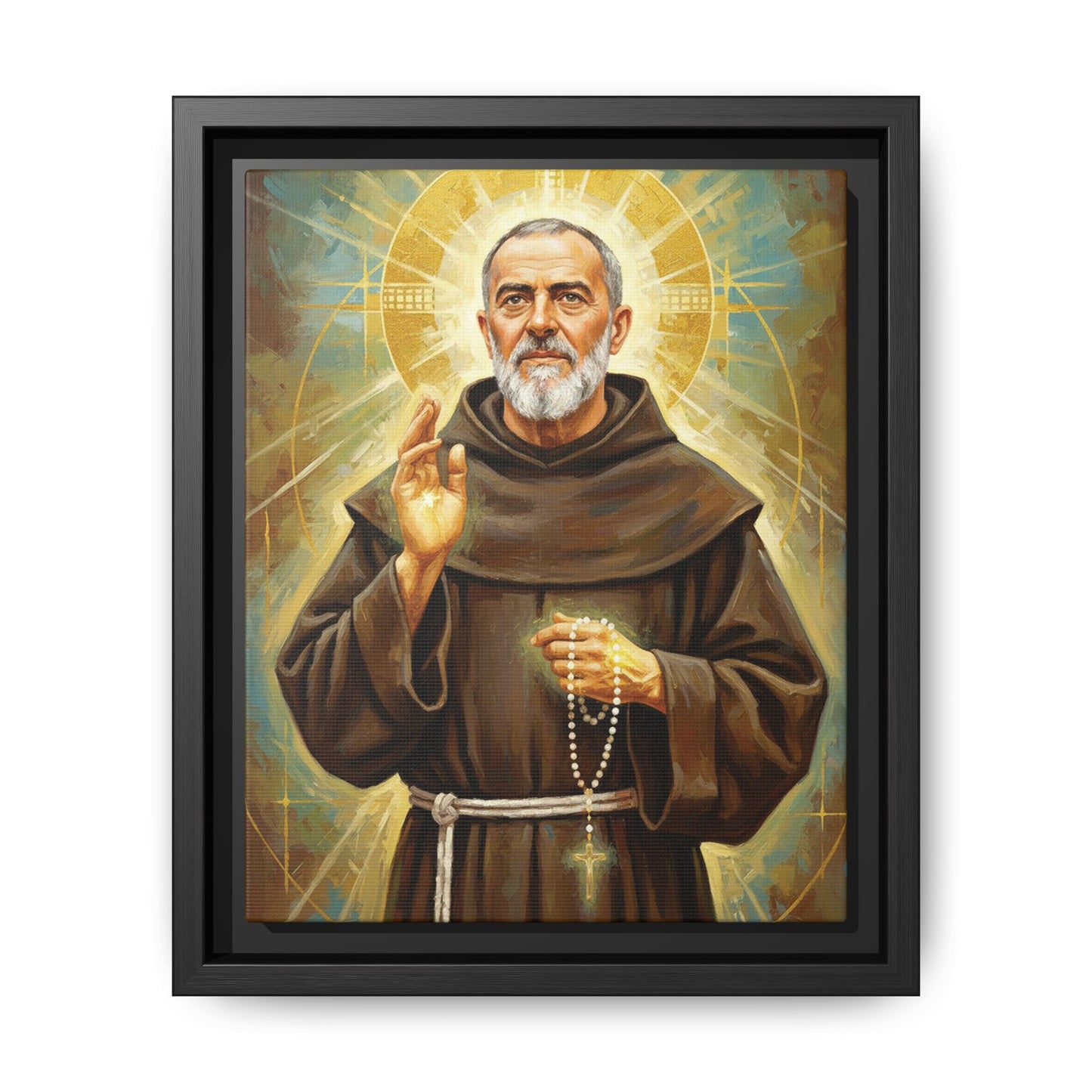 Framed Canvas – St. Padre Pio | Contemporary Sacred Art