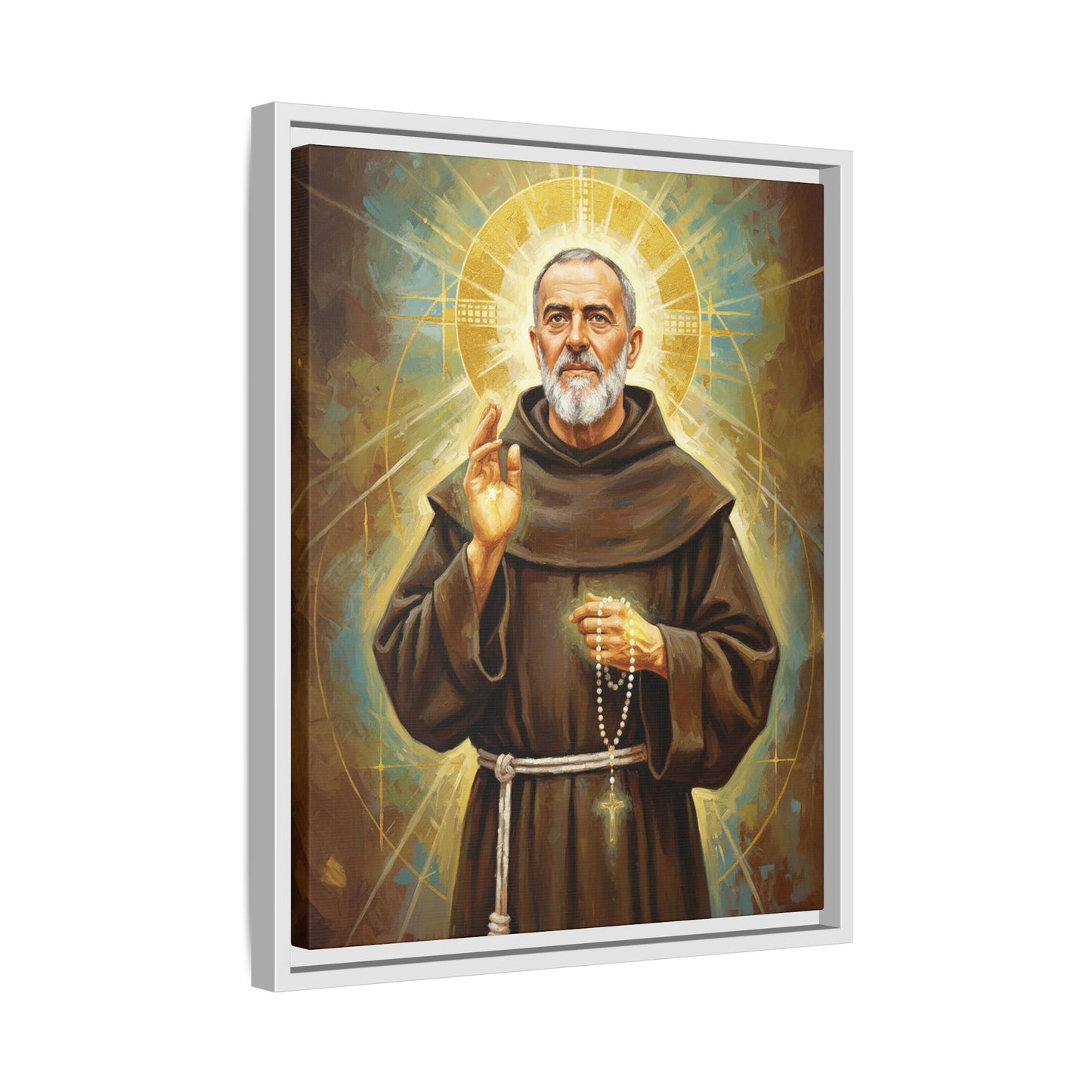 Framed Canvas – St. Padre Pio | Contemporary Sacred Art