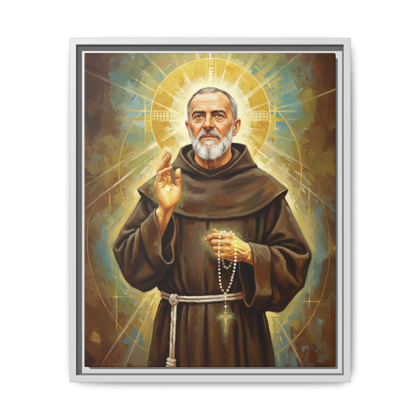 Framed Canvas – St. Padre Pio | Contemporary Sacred Art