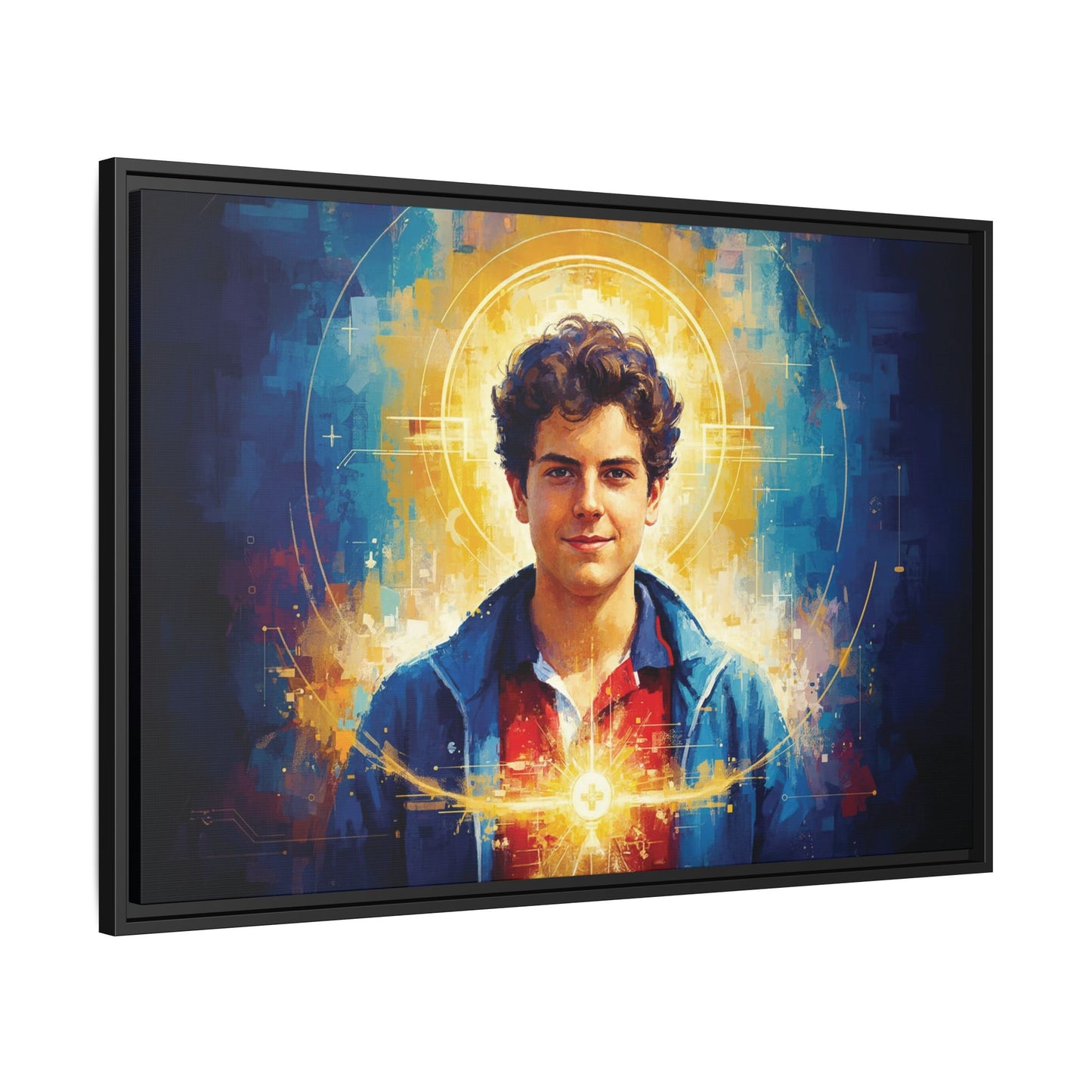 Framed Canvas – St. Carlo Acutis | Contemporary Sacred Art