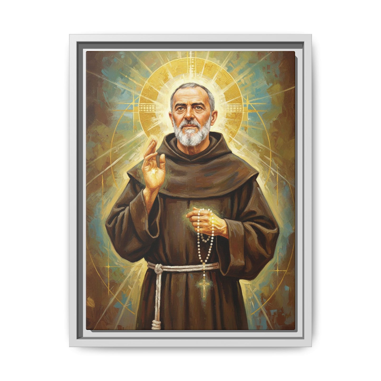 Framed Canvas – St. Padre Pio | Contemporary Sacred Art