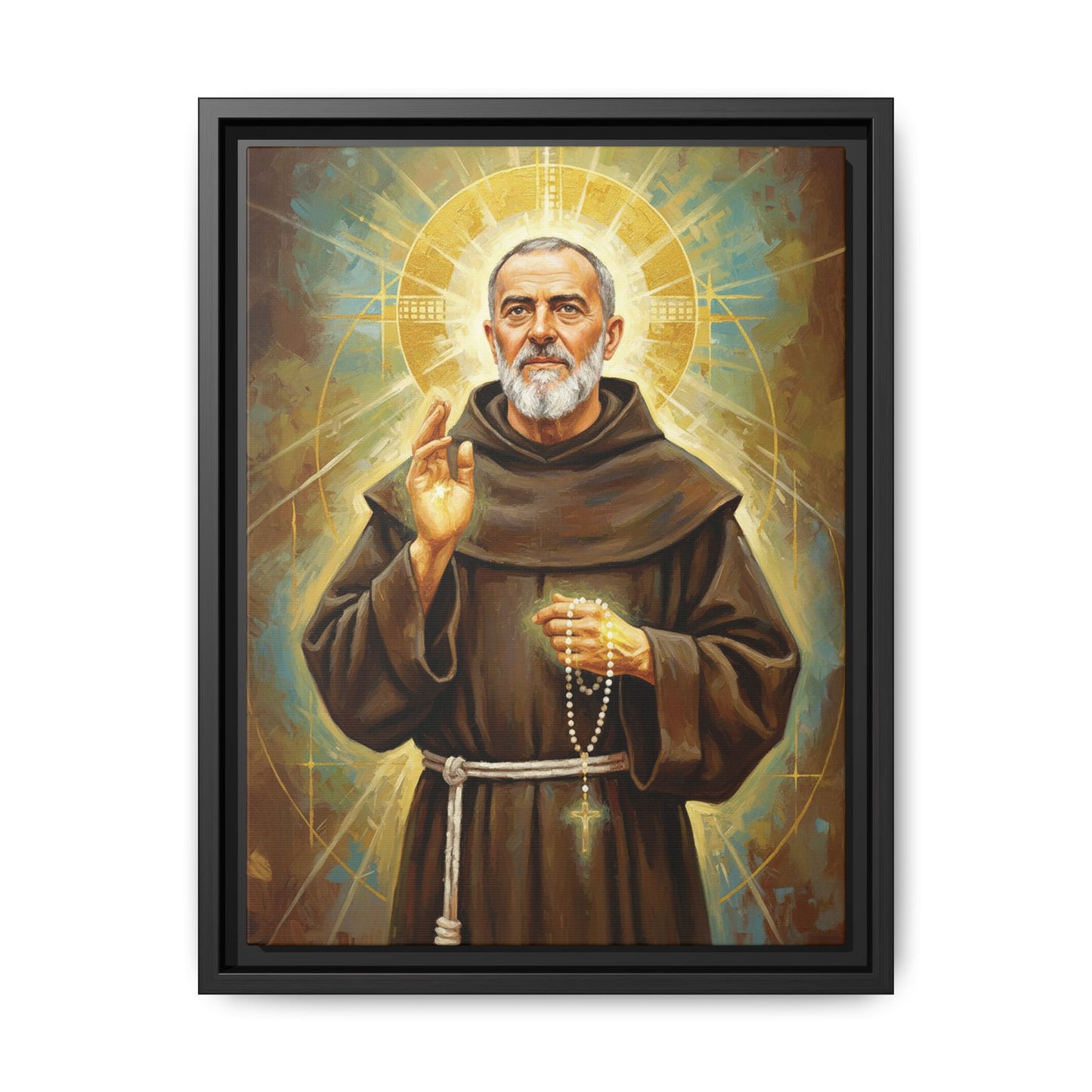 Framed Canvas – St. Padre Pio | Contemporary Sacred Art
