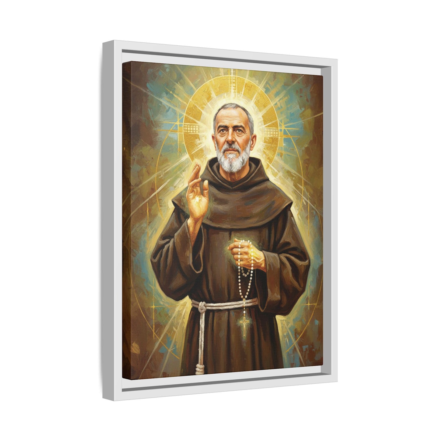 Framed Canvas – St. Padre Pio | Contemporary Sacred Art