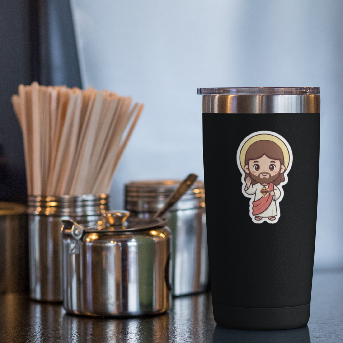 Sacred Heart of Jesus – Chibi Style Vinyl Sticker