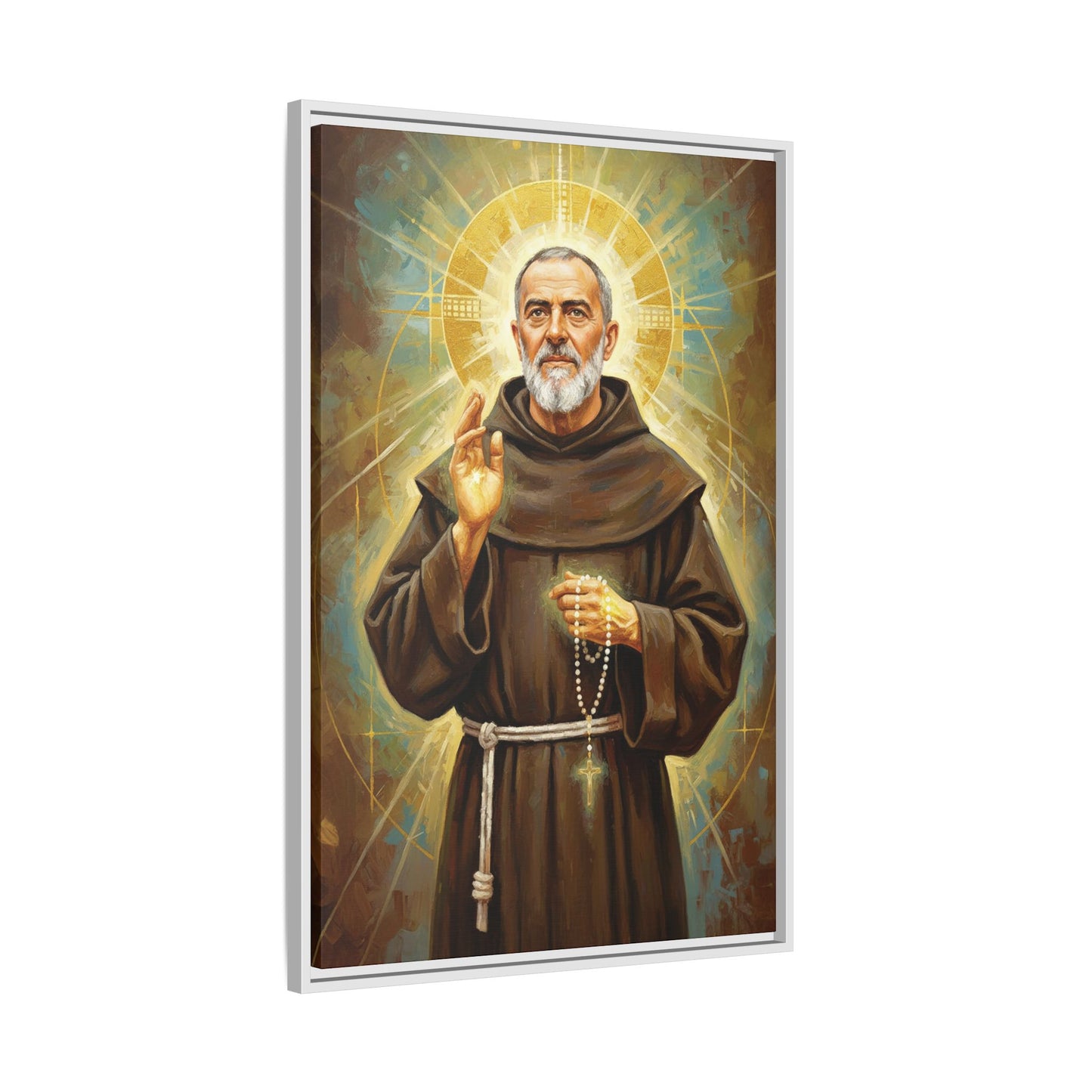 Framed Canvas – St. Padre Pio | Contemporary Sacred Art