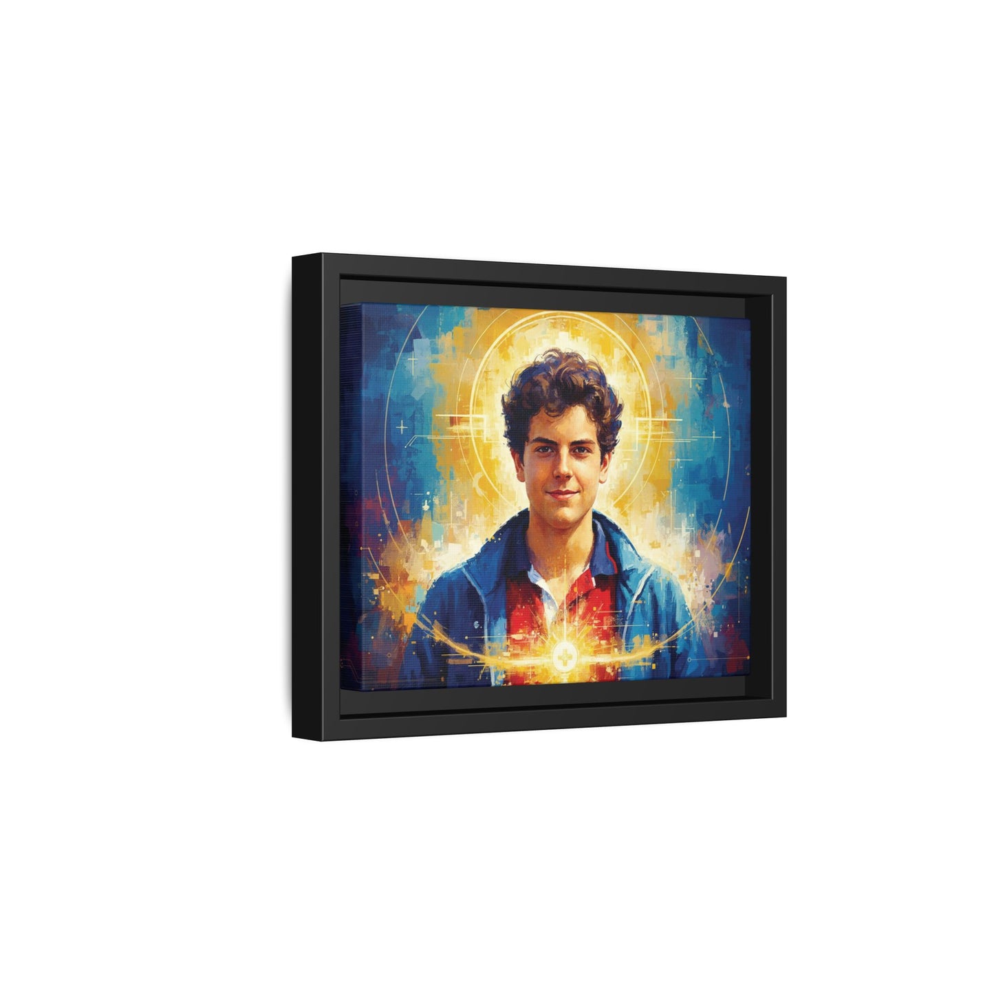 Framed Canvas – St. Carlo Acutis | Contemporary Sacred Art