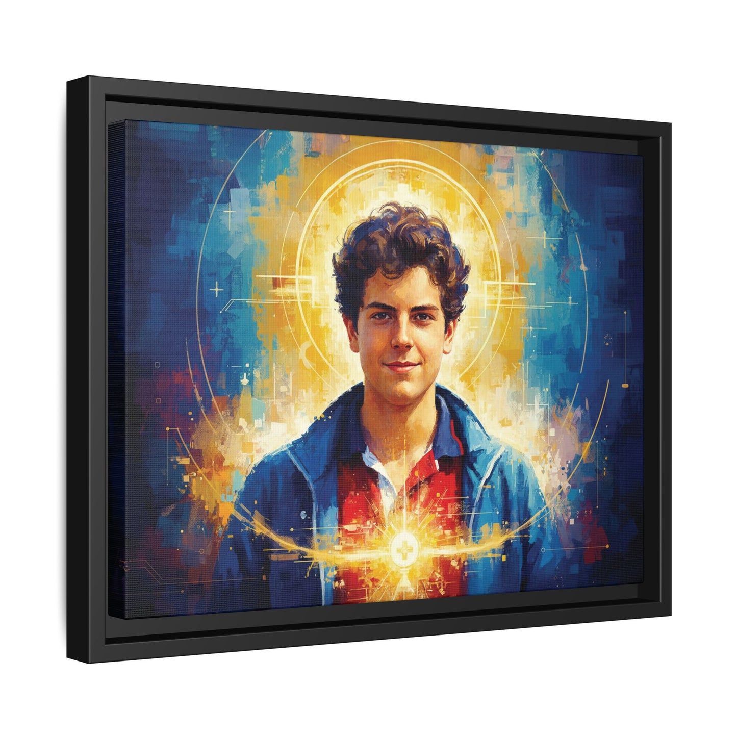 Framed Canvas – St. Carlo Acutis | Contemporary Sacred Art