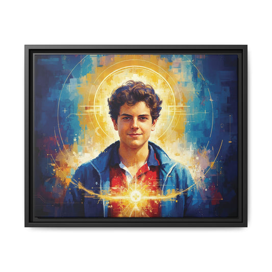 Framed Canvas – St. Carlo Acutis | Contemporary Sacred Art