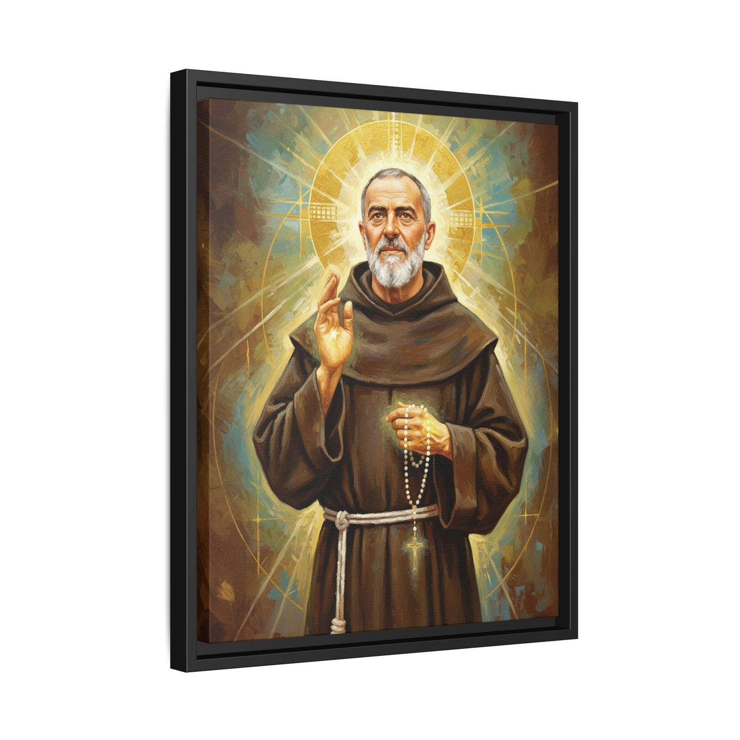 Framed Canvas – St. Padre Pio | Contemporary Sacred Art
