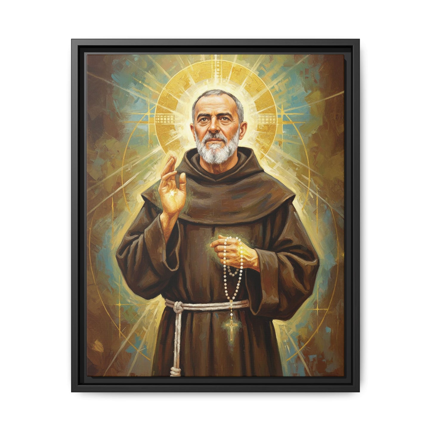 Framed Canvas – St. Padre Pio | Contemporary Sacred Art