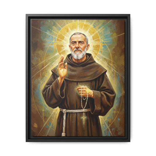 Framed Canvas – St. Padre Pio | Contemporary Sacred Art