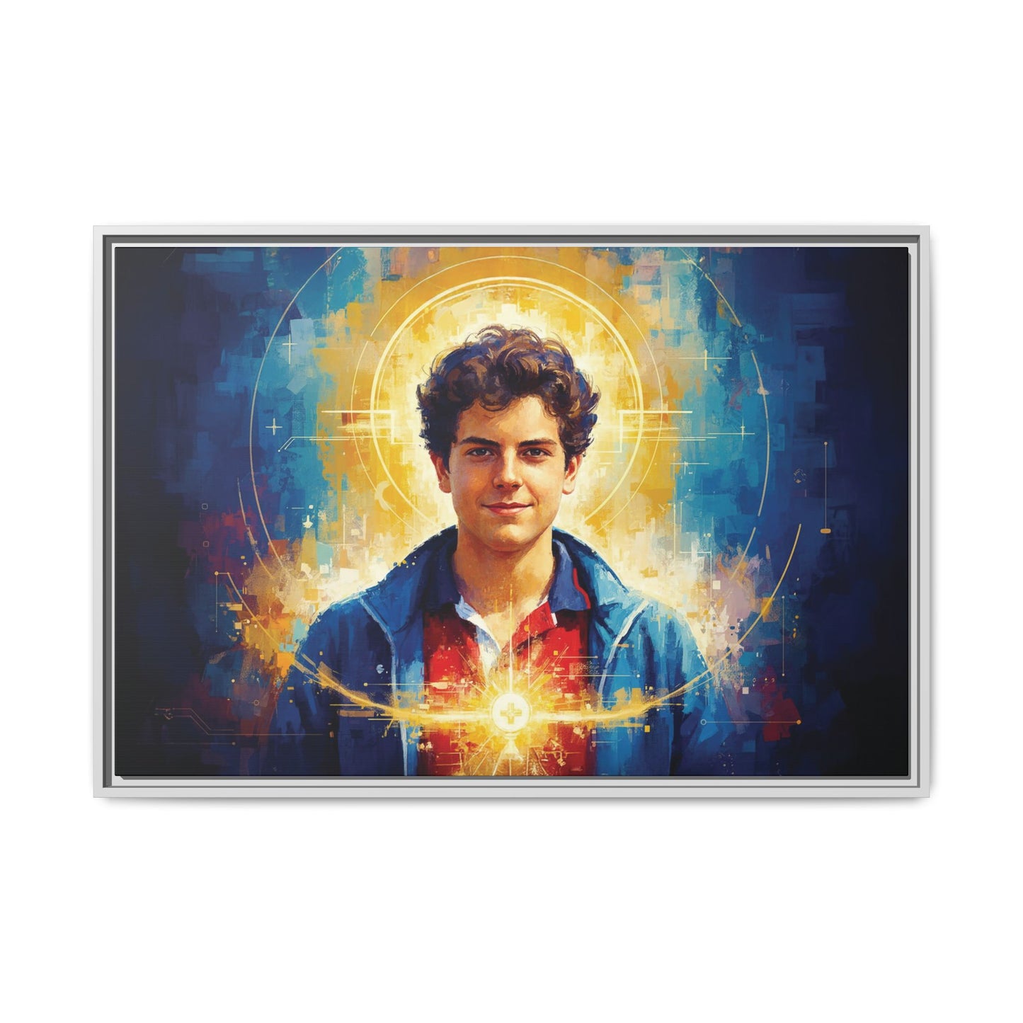Framed Canvas – St. Carlo Acutis | Contemporary Sacred Art