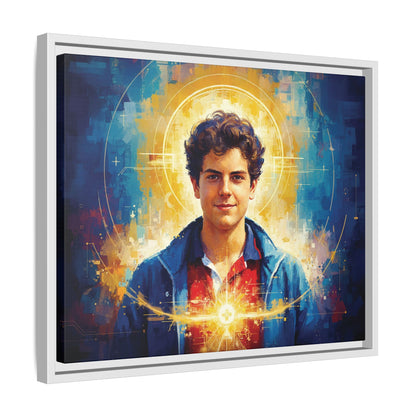 Framed Canvas – St. Carlo Acutis | Contemporary Sacred Art