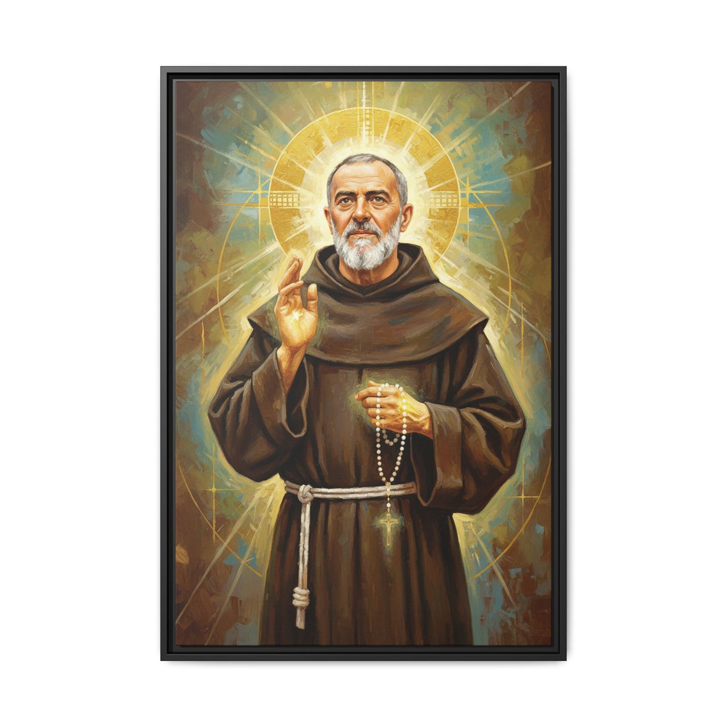 Framed Canvas – St. Padre Pio | Contemporary Sacred Art
